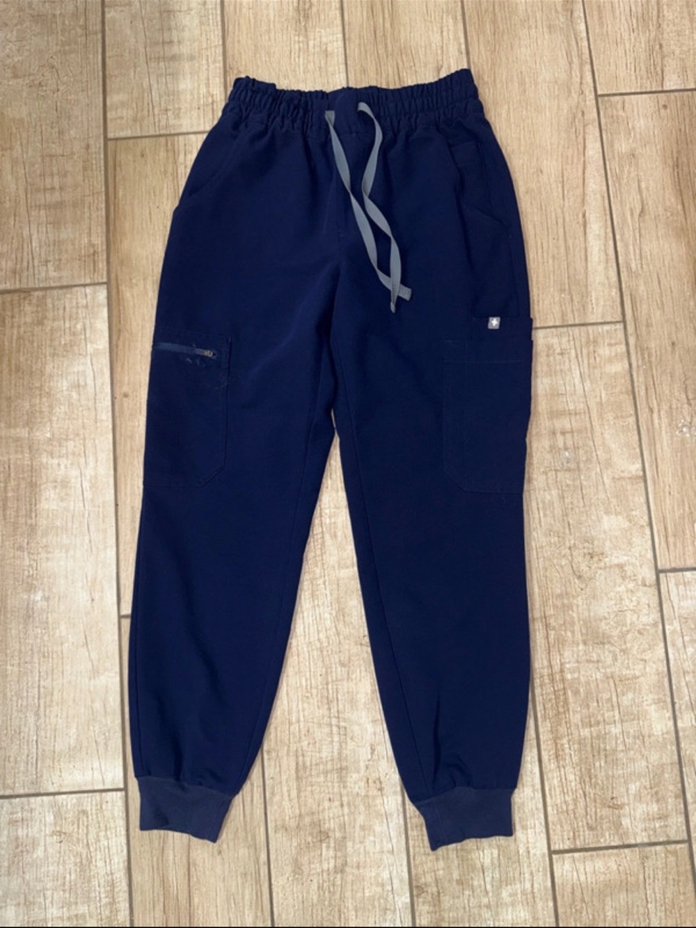 Figs Navy Cargo Jogger with Gray Drawstring
